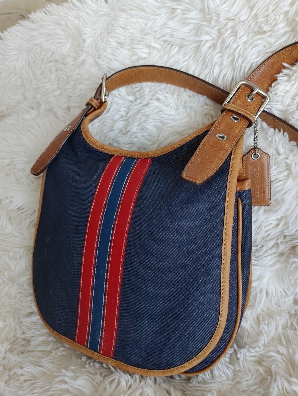 Coach Signature Denim Leather Crossbody Bag - Picture 13 of 16